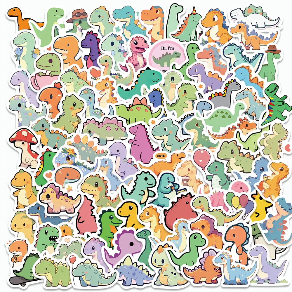 

100PCS Cute Short Legged Dinosaur Stickers Cartoon Animals Decals For Suitcase Cup Laptop Skateboards Children's Toys Stickers