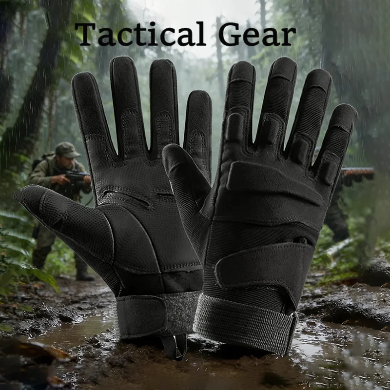 Taktische Handschuhe für Frühling und Herbst mit Gummischale, verstärktem Vollfinger-Touchscreen-Schutz, für Outdoor-Aktivitäten und Kälteschutz