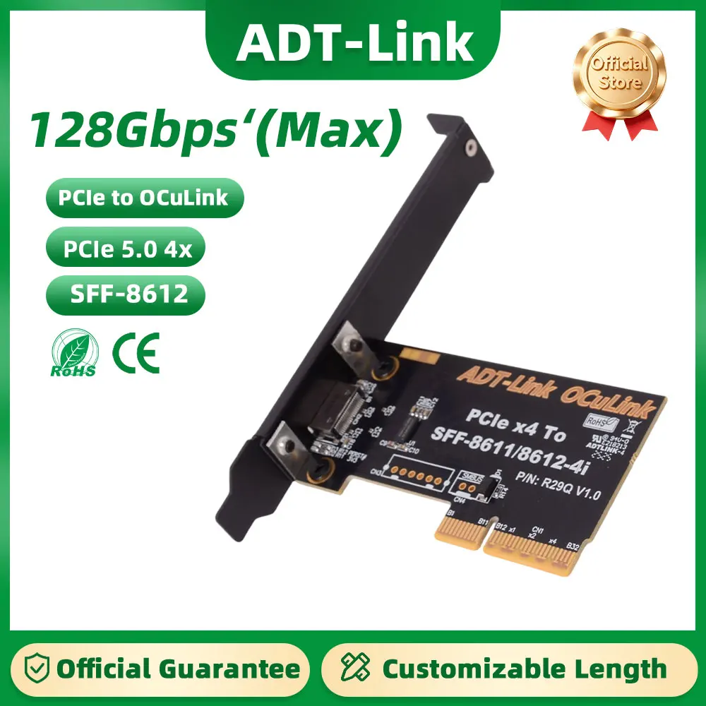 

Видеокарта ADT-Link для ноутбука и внешней видеокарты PCIe 5.0 x4 к OCuLink SFF-8612, адаптерная карта M.2 OCuLink к PCIE X16, комплект графического процессора