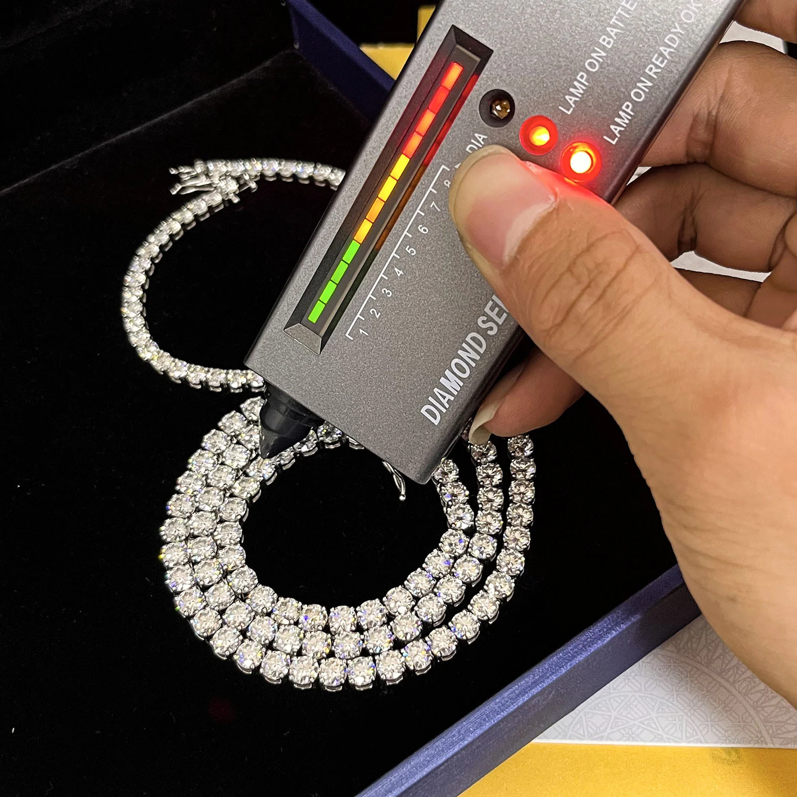 EWYA Sparkling Real Full 2.5/3/4/5mm D Color Moissanite Tennis Necklace for Women S925 Silver Diamond Neck Chain Necklaces Gift