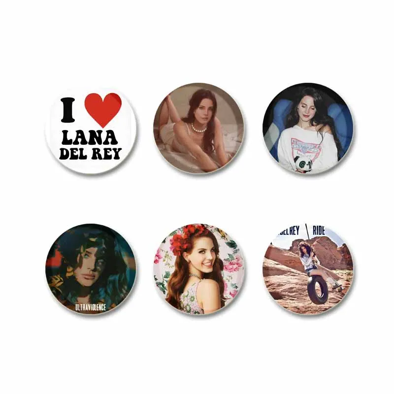 Handmade Round Badge Tinplate, Button Pins, Brooches on Backpack, Hat Collar Clothes, Jewelry Accessory, Lana Del Rey