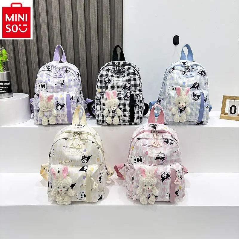 

MINISO 2024 New Kindergarten Cute Cartoon Hello Kitty Kuromi Printed Children's Bag Student Large Capacity Children's Backpack