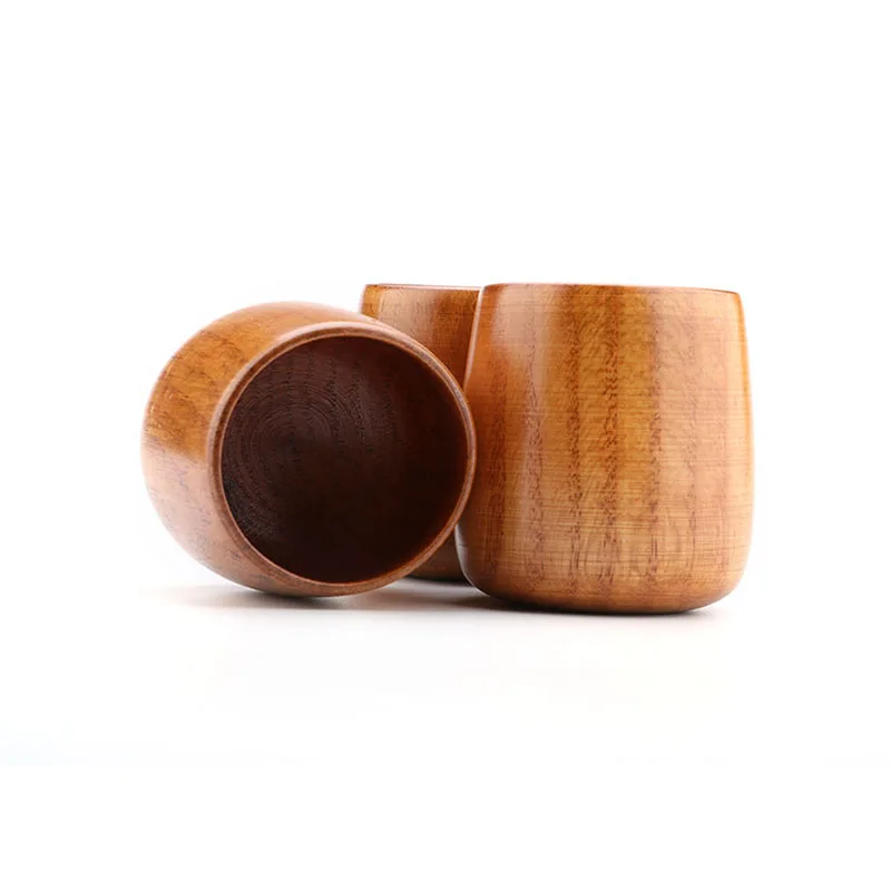 3pcs Hand-made Natural Wooden Cup High And Low Temperature Resistance For Friends Family Classmates