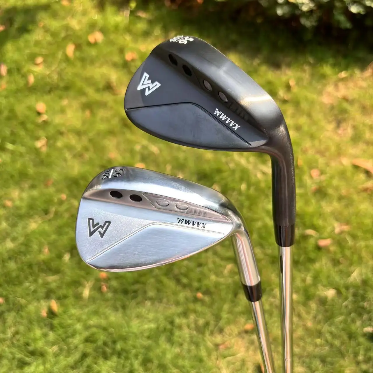 إسفين رملي للجولف من WVVX - فضي/أسود، عمود فولاذي، 50/52/54/56/58/60 درجة، اليد اليمنى، فليكس S-قوي، غطاء رأس متضمن #1