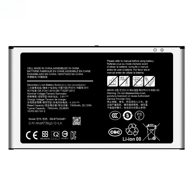 بطارية كمبيوتر لوحي عالية الجودة EB-BT545ABY 3.8 فولت 28.88Wh 7600 مللي أمبير في الساعة لهاتف سامسونج جالاكسي تاب برو نشط SM-T545/T547/T540 علامة تجارية جديدة