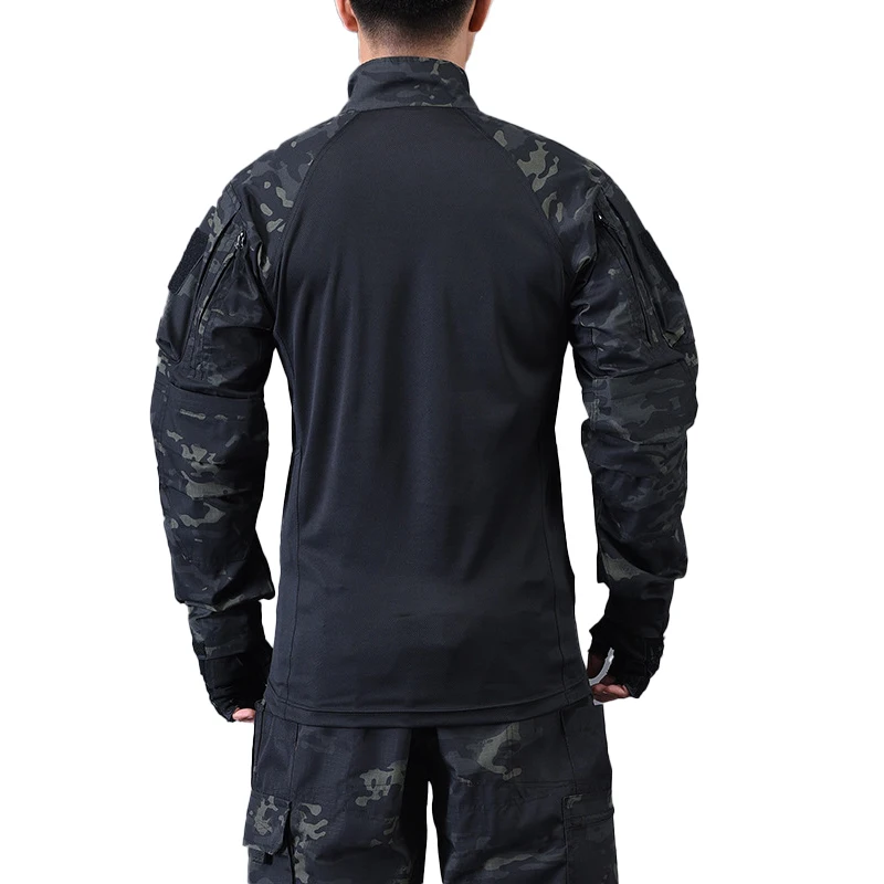 Tactical camou self-defense anti stab anti slash outdoor training safety T-shirt flexible hidden anti cut anti scratch clothing