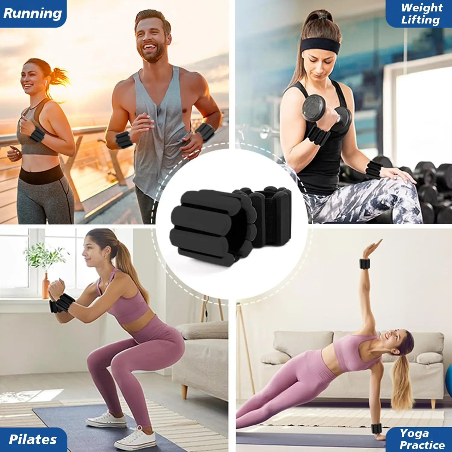 Verstellbare Knöchel- und Handgelenksgewichte 1 Paar (je 0,5 Pfund) Silikon-Fitnessgewichte für Gehen, Laufen, Yoga, Pilates, Fitness und Physiotherapie – Detail 3