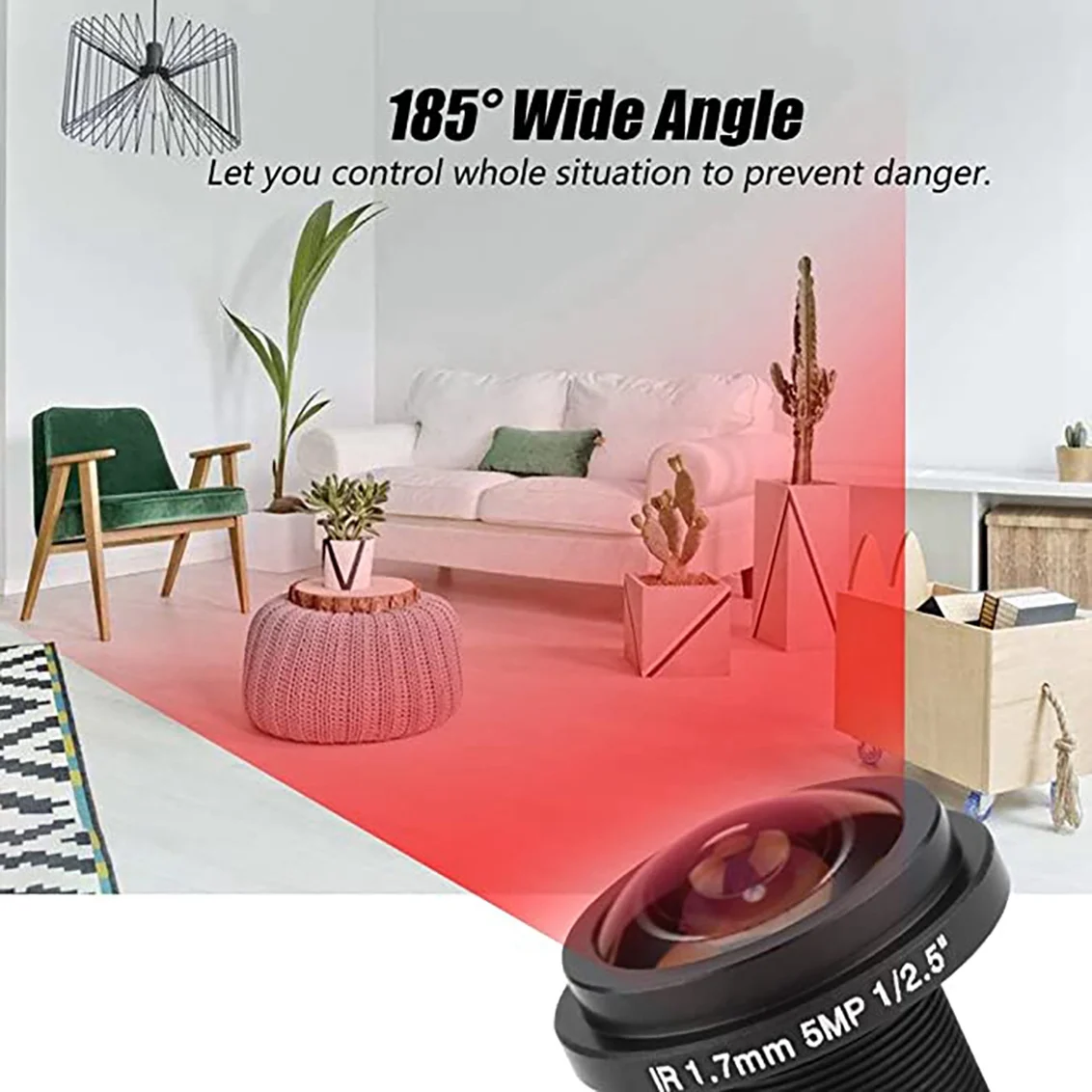 B67C 5MP Fisheye Panoramic Lens 1.7Mm F1:2.0 1/2.5 Security Surveillance Camera Lens 185° Wide Angle Lens