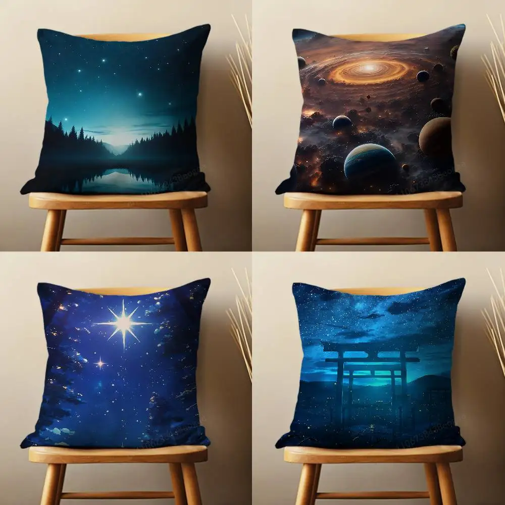 

Stunning Starry Night View Throw Pillow Case Living Room Sofa Cushion Cover For Home Bedroom Decoration And Protector