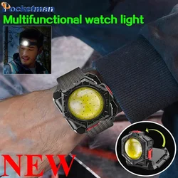 Multifunctional Watch Light USB Rechargeable Headlamp Night Emergency Light Flashlight Outdoor Running Light Headlight