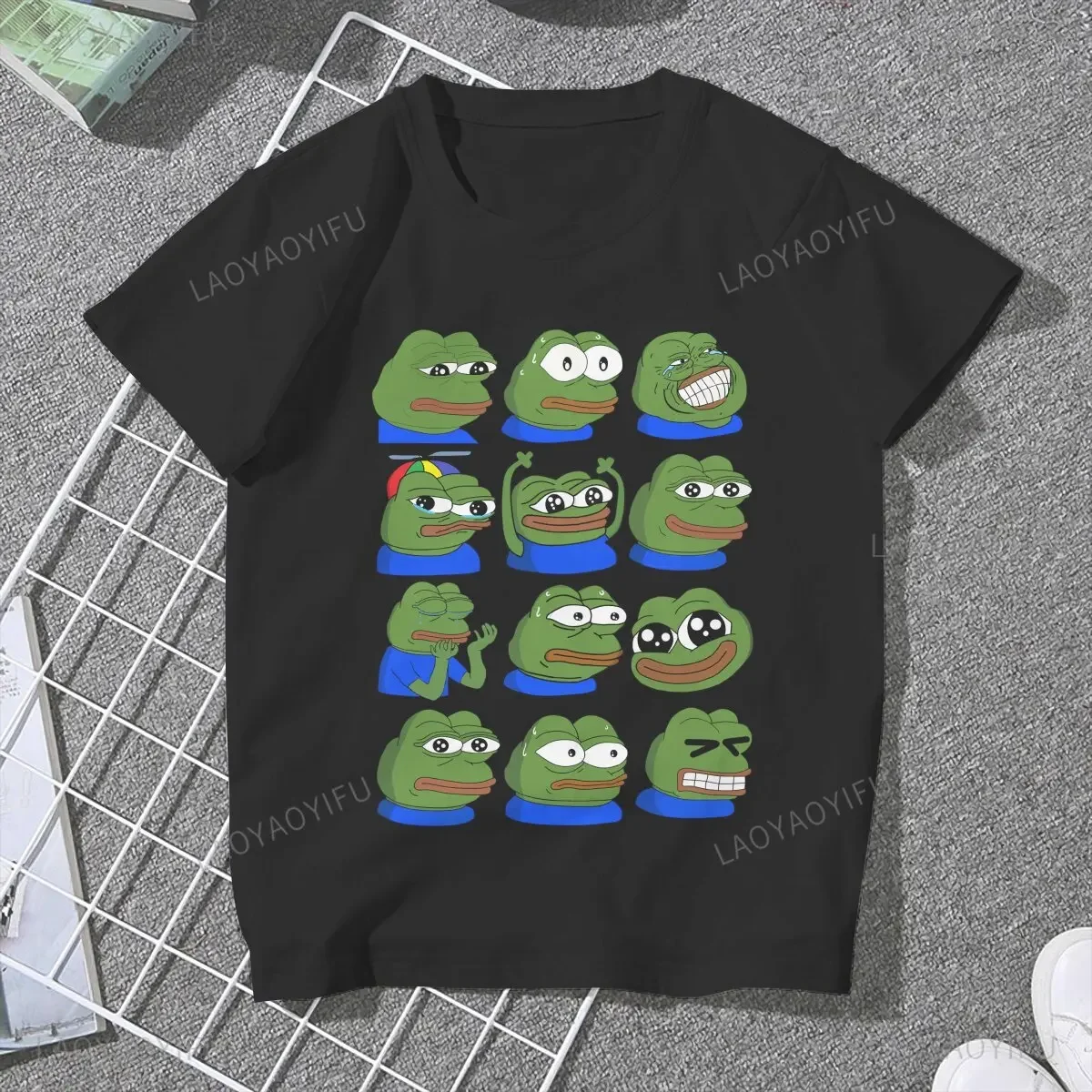 Pepe żaba zwierzęce dziewczyny Y2k koszulki z nadrukami przeciążają damski bawełniana koszulka z okrągłym dekoltem śmieszne koszulki Meme Harajuku