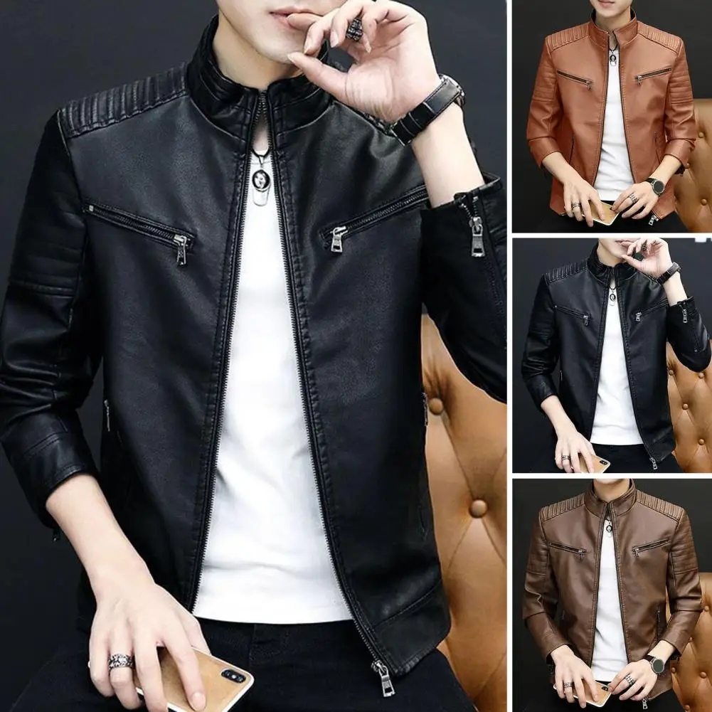 2024 Men Leather Suit Jacket Men Slim Fit Short Coat Men Fashion Leather jacket Streetwear Casual Blazer Jackets Male Outerwear