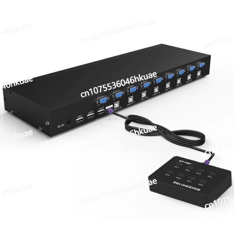 8 Port USB 2.0 KVM SWITCH, Multi-PCs VGA Switch Controller, 19' Rack Mountable With Cables