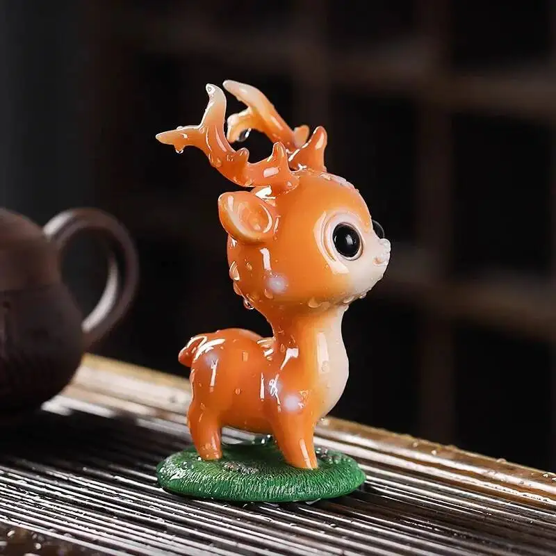 Plum Blossom Deer Tea Pet Ornament Color-changing Tea Plaything Tea Tray Tea Table Decoration