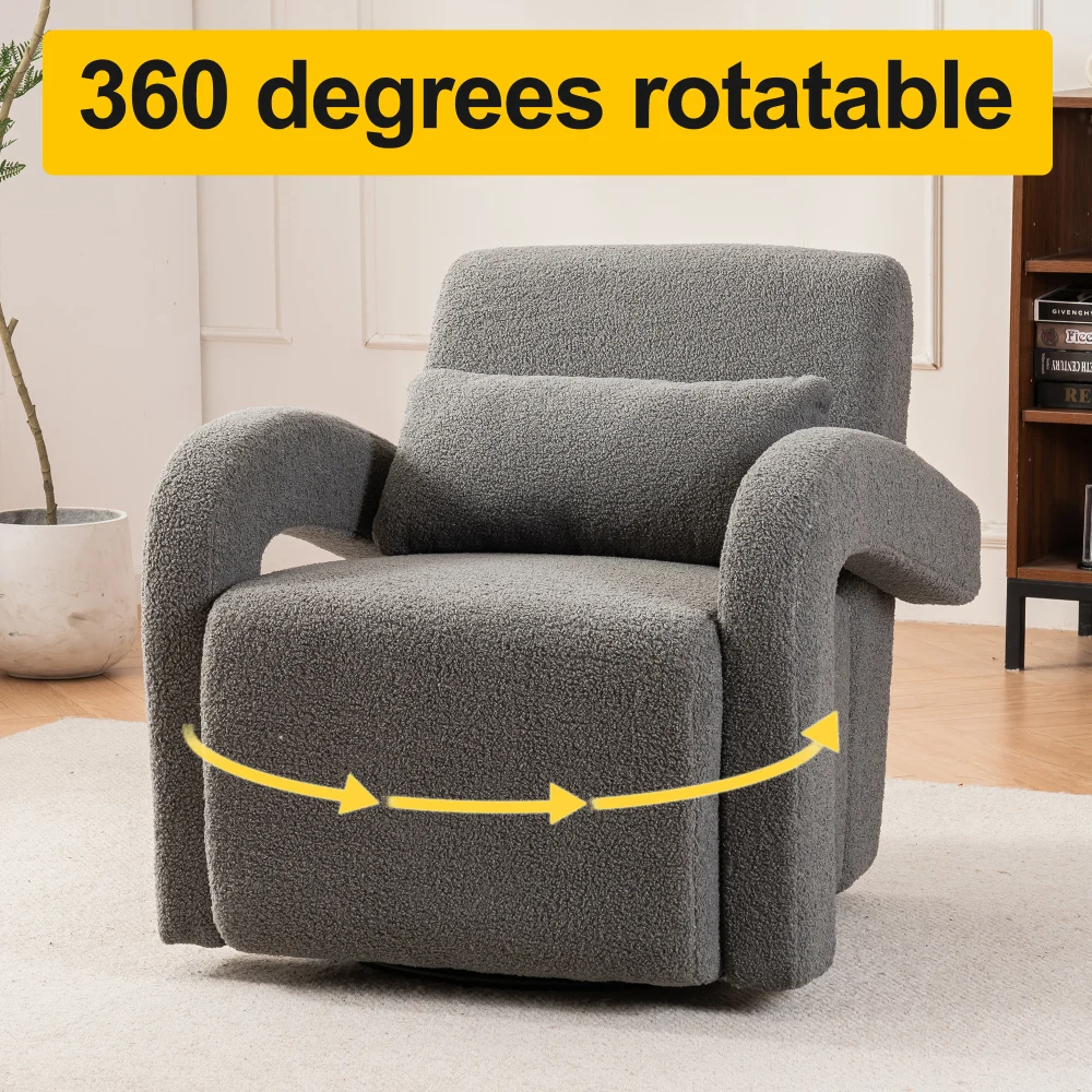 Cozy Teddy Fabric Armchair - Modern Sturdy Lounge Chair with Curved Arms and Thick Cushioning for Plush Comfort