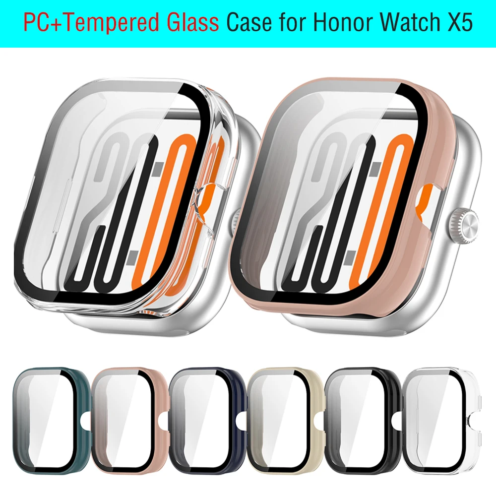 حافظة من الزجاج المقسى PC + لساعة Honor Watch X5 الذكية غطاء حماية ممتص للصدمات لملحقات واقي الشاشة Honor WatchX5