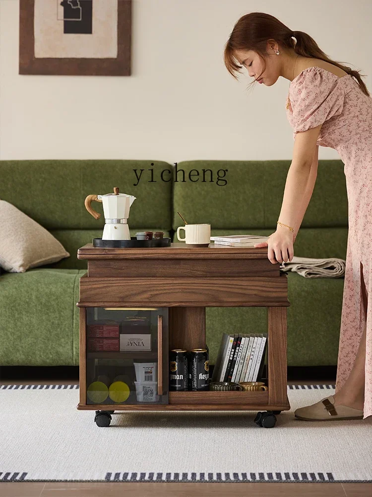 movable lifting folding coffee table small apartment living room household multi-functional sofa side cabinet