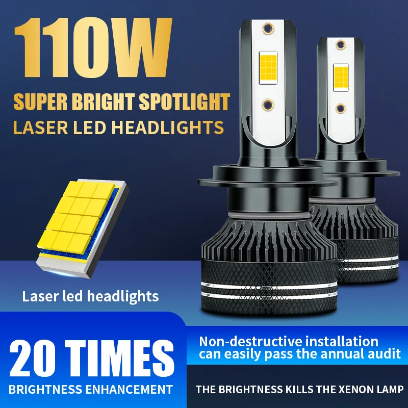 

110W K2 LED Car Headlight Bulbs CSP 3570 H4 H7 H11 9005 Hi/Low Beam Super Bright Auto Front Lamp Headlight Retrofit 12V 39800LM