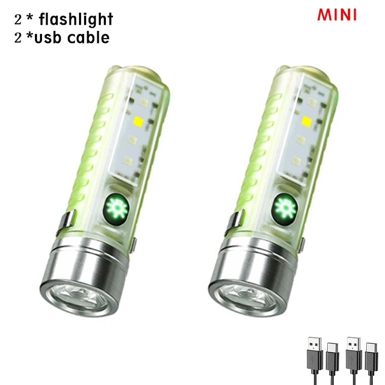 Weißer Laser mit großer Reichweite, starkes Licht, XPG-Fokussierungstaschenlampe, Typ-C-Aufladung mit starkem magnetischem Stiftclip, fluoreszierend k