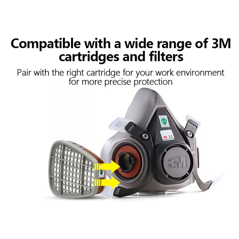 3M 6200 Half Face Respirator Mask, Spray Paint & Organic Gas Protection, Industrial Dust & Formaldehyde Safety Mask