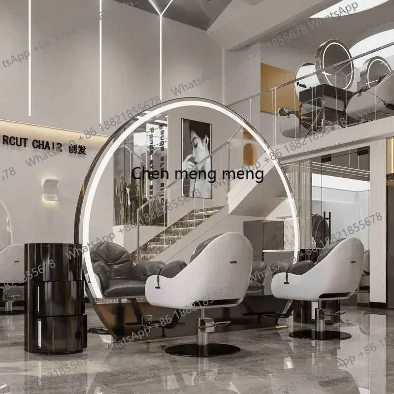 zS173Large Barbershop Mirror Desk Hairdresser Single-Sided Double-Sided Floor Mirror With Lamp Hair Salon Special Mirror