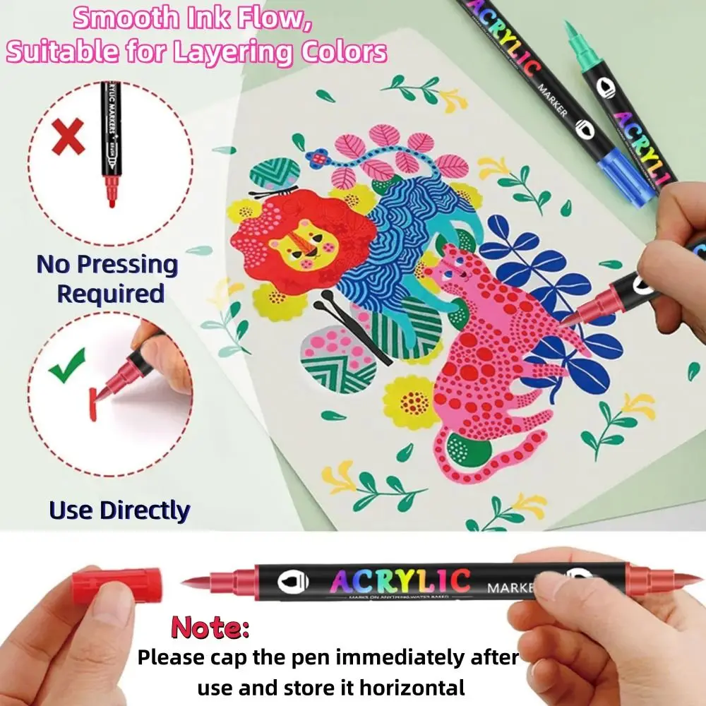 24/48 Colors Dual-ended Markers Quick Dry Temporary Nail Art Pens Waterproof Drawing Marker Acrylic Paint Markers Rock Painting