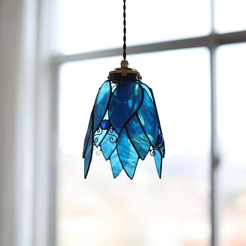 Angel Wings Brass Glass Pendant Light Handmade Creative Decorative Lighting Fixtures for Bedroom Bedside Tea Room Living Room