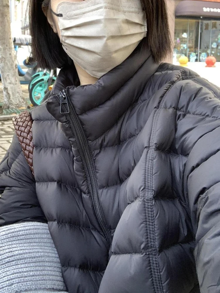 Padded Short Cotton Jacket Women Winter Warm Thick Coat Minimalist Casual Style Round Neck Outerwear Daily Streetwear Fashion