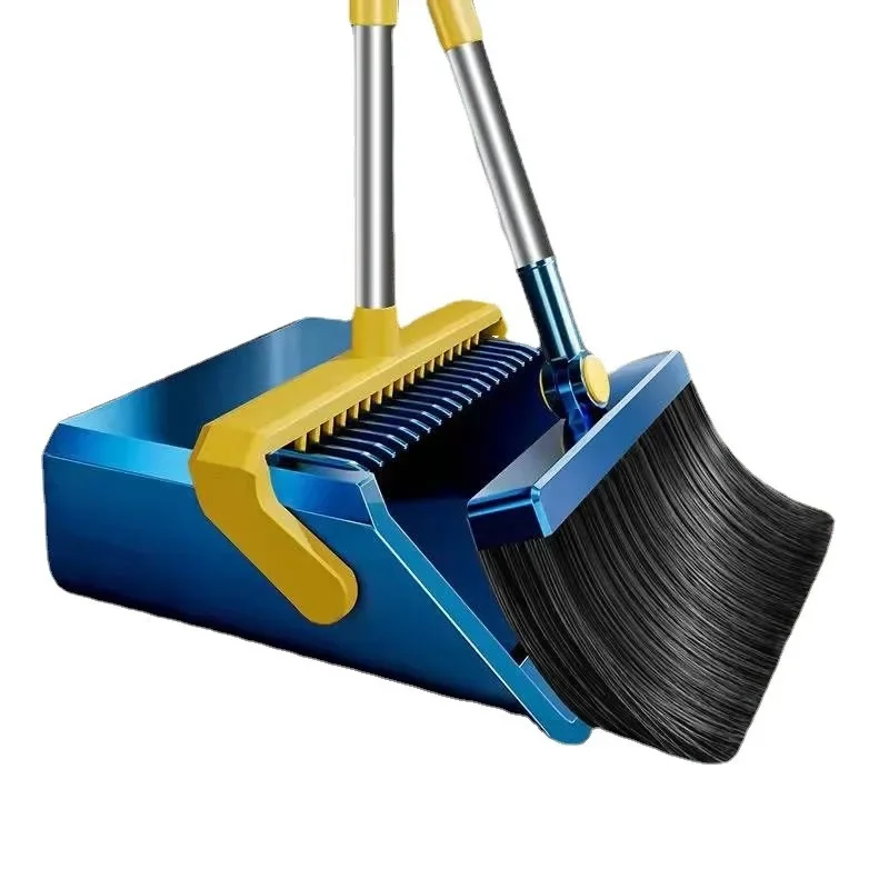 Household Dustpan Broom Set Soft Hair Rotating Broom Non-Stick Hair Folding Plastic Large Dustpan Broom Combination