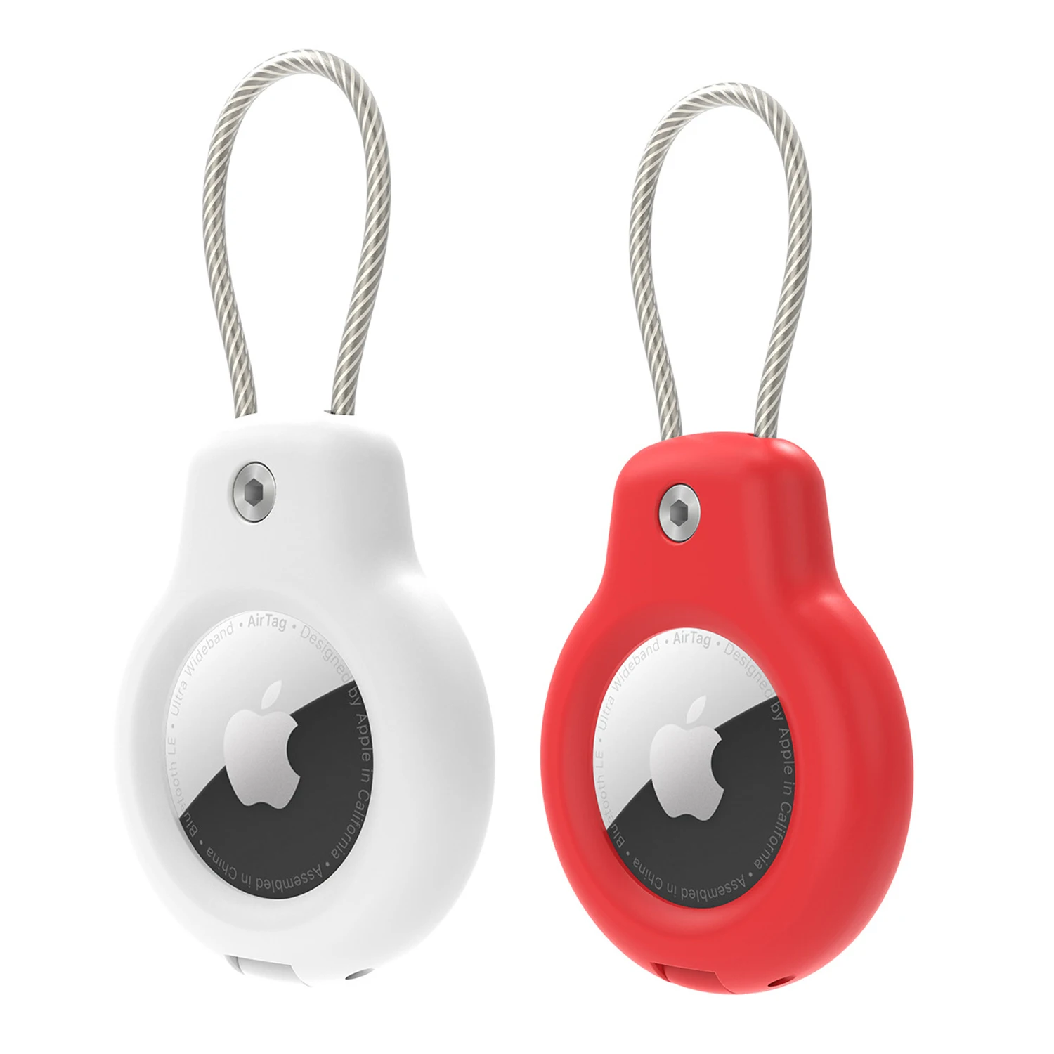Voor Apple Airtag Case Hard Plastics Houder Anti-Verlies Sleutelhanger Met Stalen Kabel Voor Huisdieren Kraag Rugzak Bagagelabel GPS Tracking