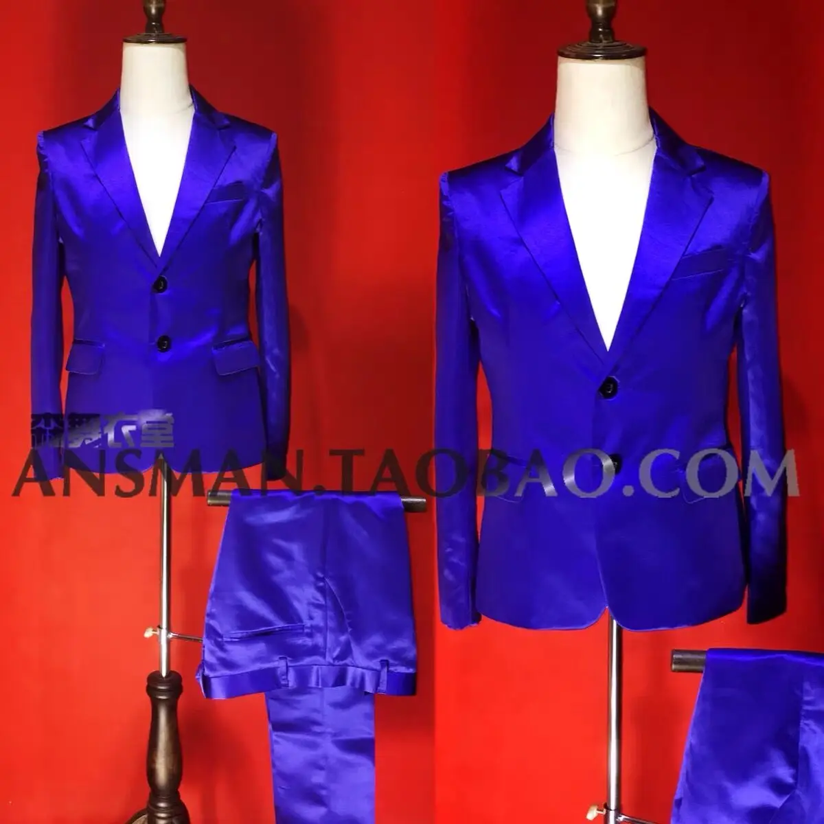 2024 Men Clothing Blazer Coat Slim Dj Fashion Satin Blue Purple Suit Mens Plus Size Stage Costumes Party Bar For Singer Jackets