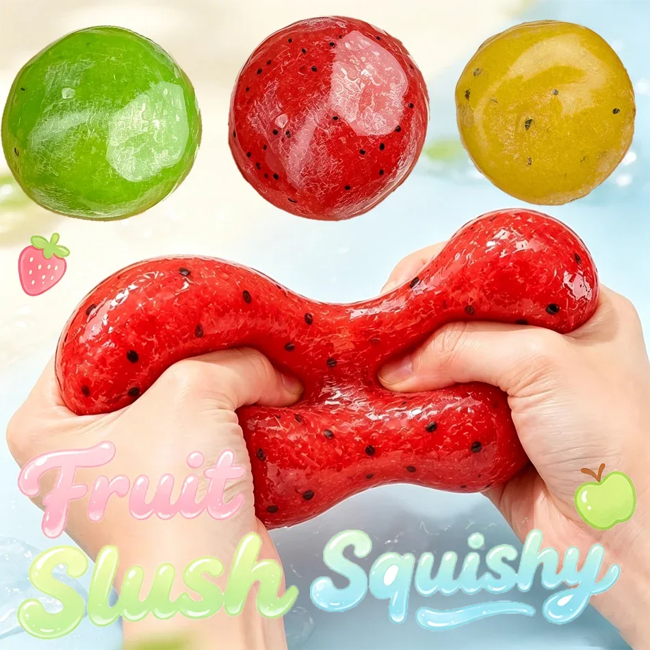 HOT Watermelon Kiwi Passion Fruit Slush Squeeze Ball Squishy Fidget Toy Soft Touch Hand‑made Realistic Simulation Decompression