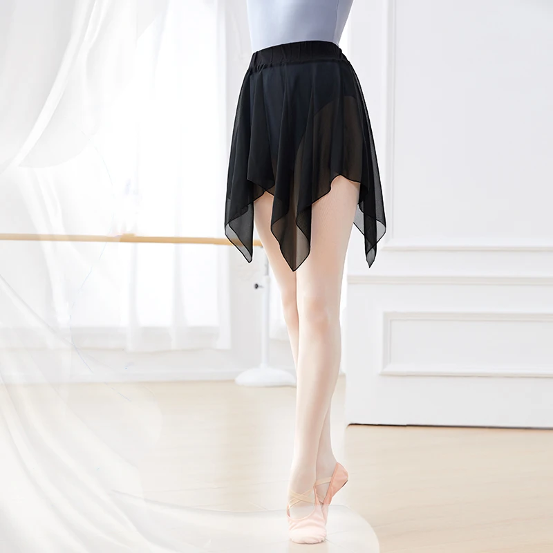 Jupe de Ballet pour adultes, jupe de pratique de danse pour femmes, jupe Tutu courte en mousseline de soie irrégulière pour Costume de danse de gymnastique