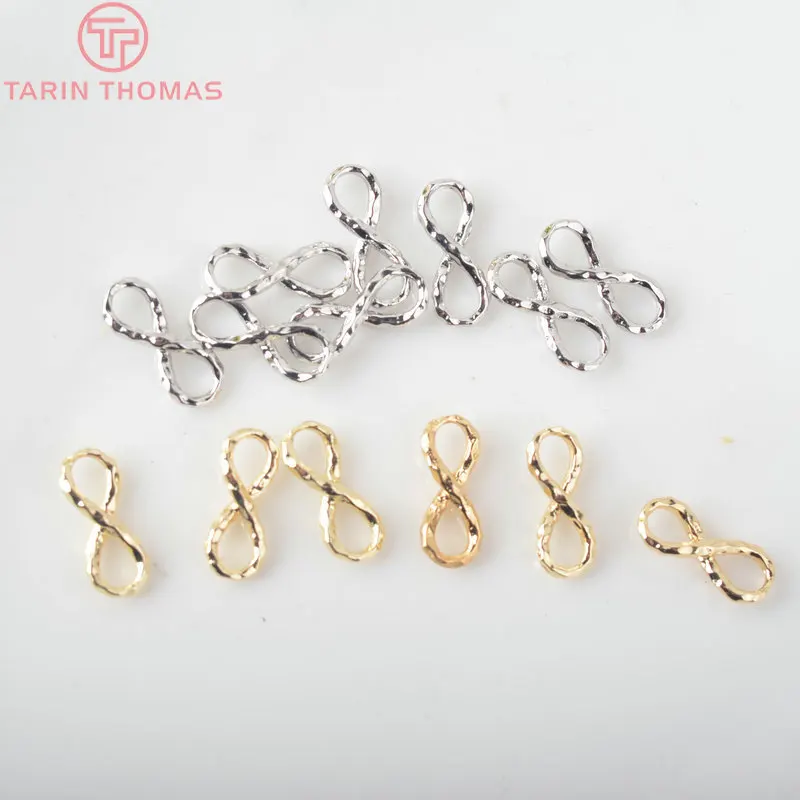 (2784)6PCS 6x14MM 24K Gold Color Plated Brass Charm Connector for Jewelry Making Findings Accessories