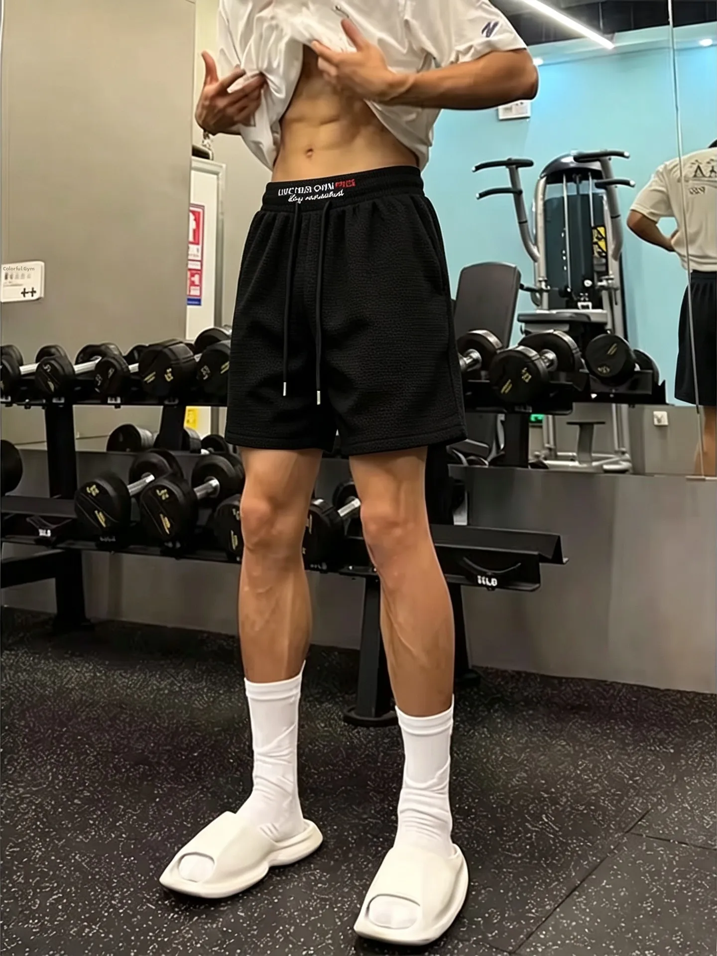 Lightweight Ice Silk Training Shorts Men's Summer Breathable Dragon Scale Pattern Fitness Sports Shorts Quick Dry Running Tro...