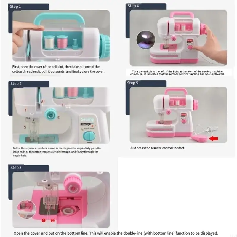 Realistic Electric Sewing Machine Toy For Children Pretend Play Simulation Safe Plastic Portable Creative Skill Development A2UB