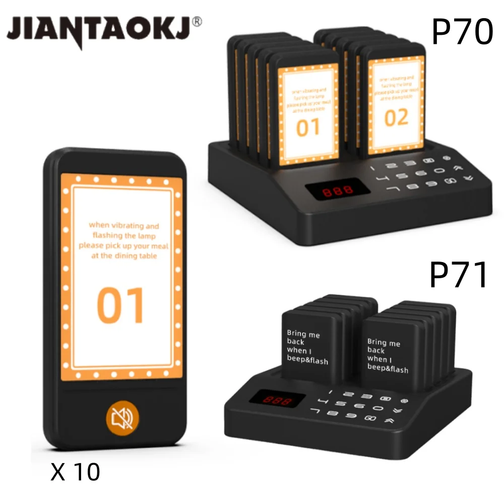 Wireless Guest Call Beeper Paging System with 10 Pagers for Queue Management in Hotels Hospitals Clinics Cafes & Restaurants