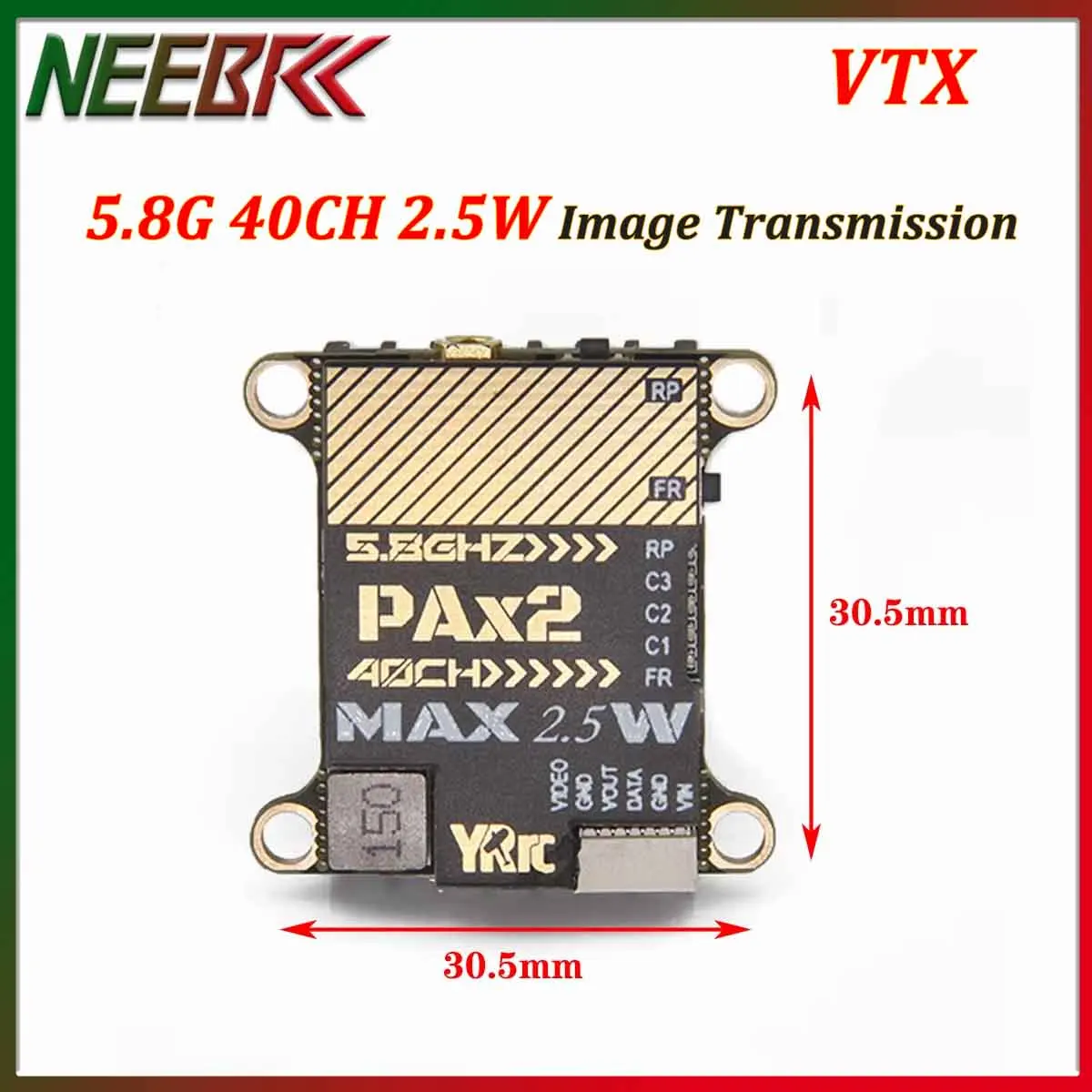 

NEEBRC 5.8G 2.5W VTX 40-канальный регулируемый передатчик изображения 0-25-400-800-1500-2500 мВт для FPV-дронов и гоночных квадрокоптеров RC Freestyle