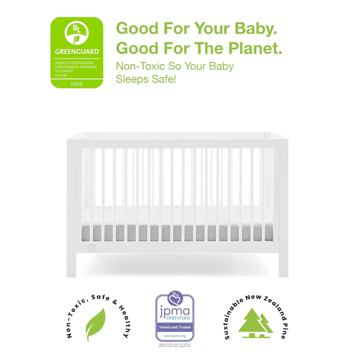 GAP babyGap Charlie 6-in-1 Convertible Crib - Greenguard Gold Certified, Bianca White