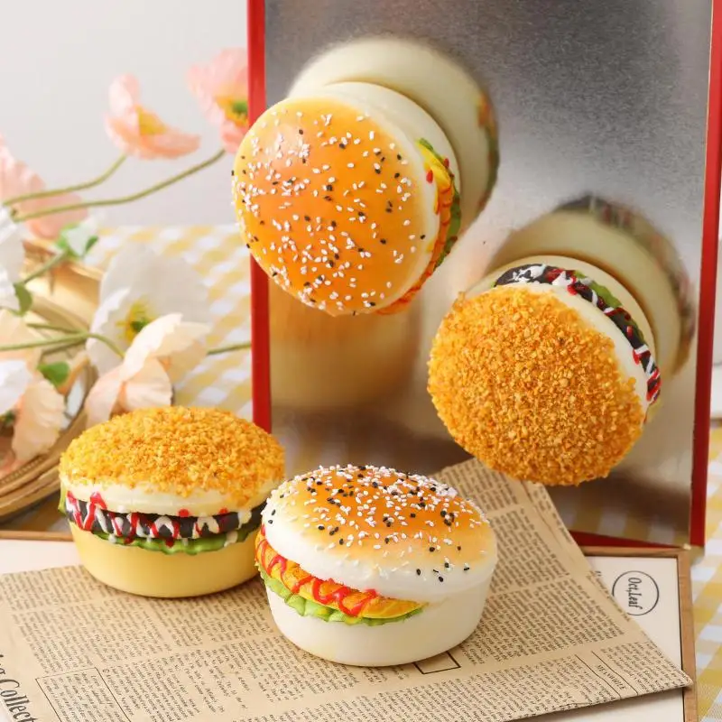 Realistic Hamburger Fridge Magnet Squishies Toy Slow Rising Stress Reliever Toy Novelty Antistress Christmas Kitchen Decor