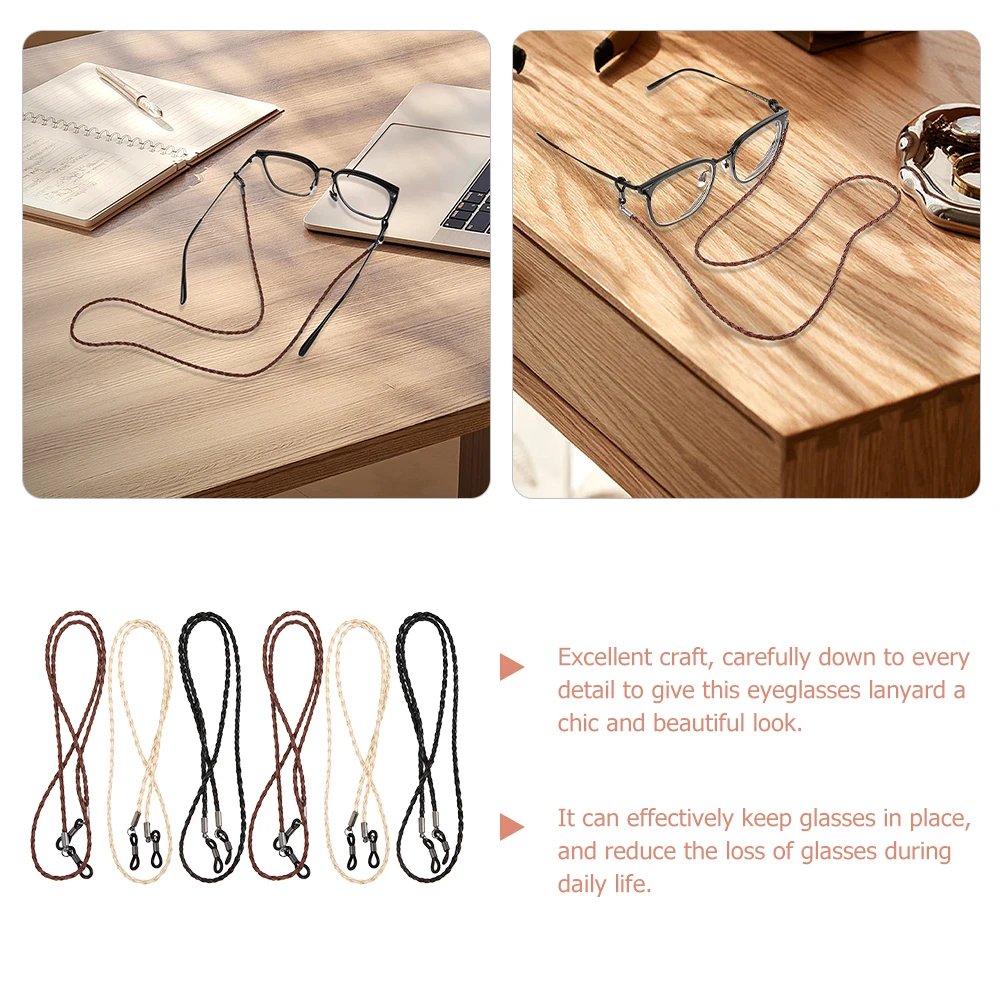 

6pcs Eyeglass Holder Necklace Classic Shape Eyeglasses Strap Suitable Most Glasses Farsighted Reading Sunglasses Outdoor Sports