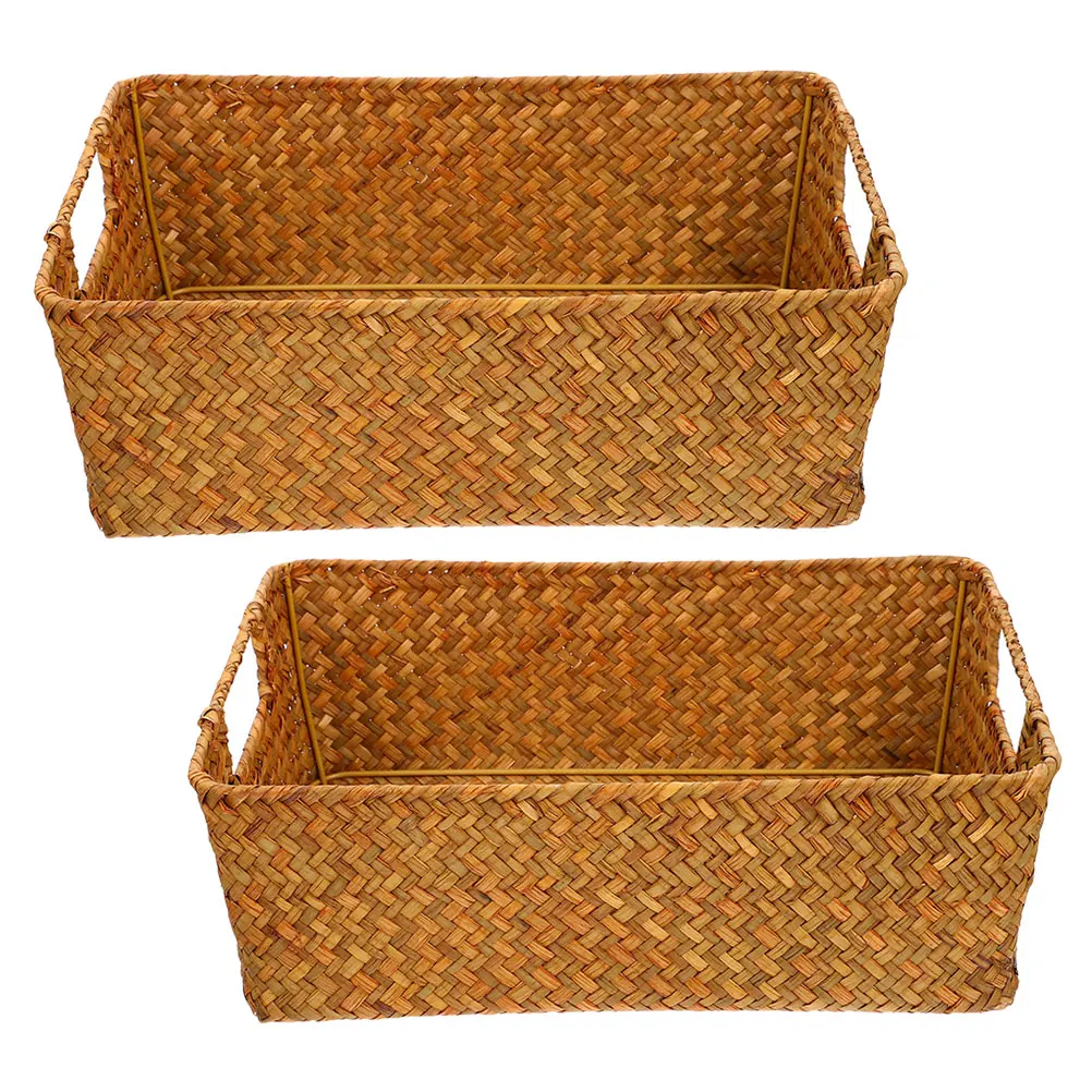 Cesta de pan tejida para almacenamiento de frutas, organizador de cocina y comedor, cesta de aperitivos portátil, diseño tejido, 2 uds.