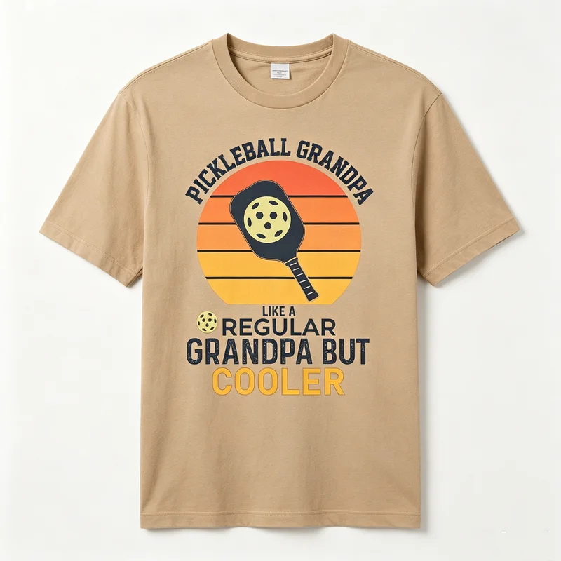 Pickleball Grandpa T-Shirt Vintage Sunset Funny Lover Gift for Cool Men Women Casual Cotton Tee Streetwear Sport Player Life Fun