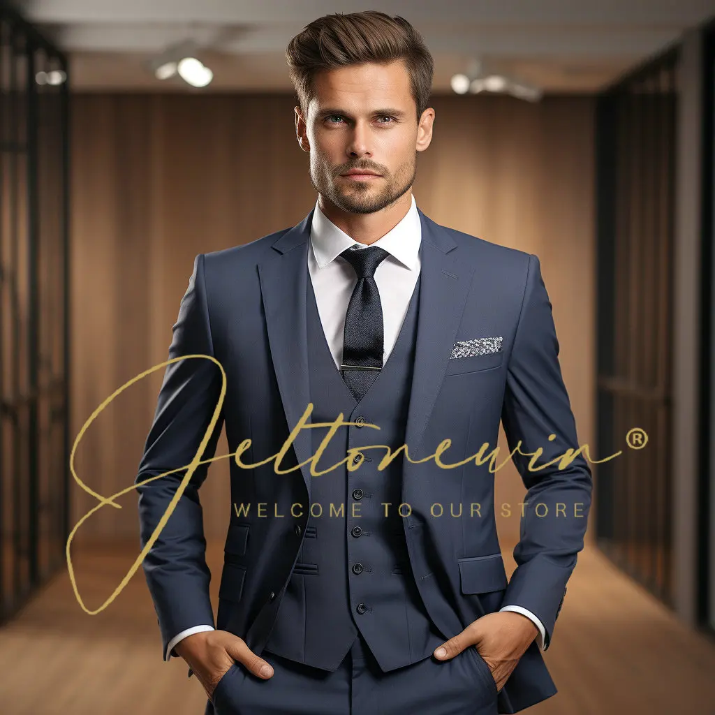 

Blazer Pants Formal Business Mens Suit Groom Wedding Dress Solid Color Stage Performance Tuxedo Terno Masculinos Completo