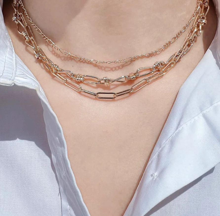 

Ювелирные изделия для внешней торговли, классическое ожерелье-цепочка Joker с квадратной пряжкой и многослойной обнаженной цепочкой для свитера для мужчин