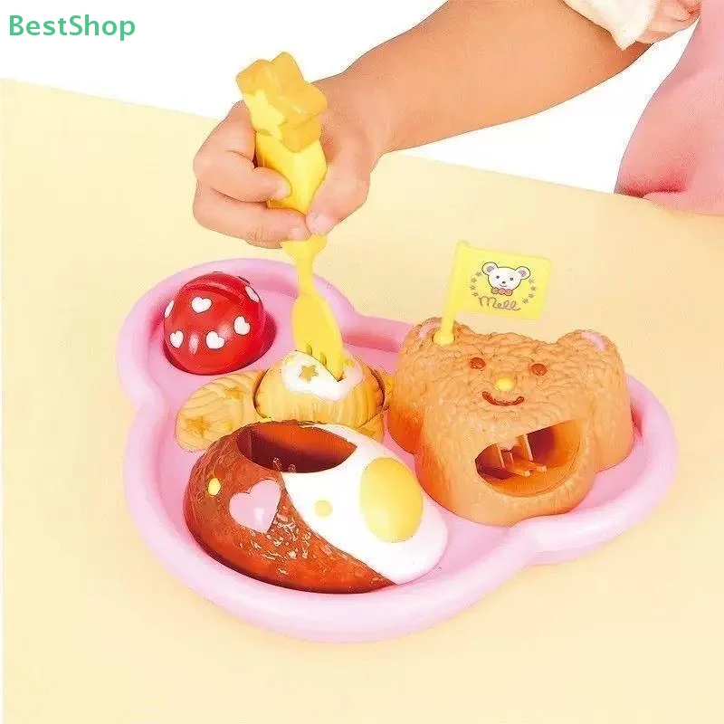 ★ ★ ★ Mały Miś Bento Talerz na Jedzenie Lunch Box Pełny Zestaw Symulowane Zabawki Kuchenne Wczesna Edukacja Zabawki do Domku dla Lalek ﻿