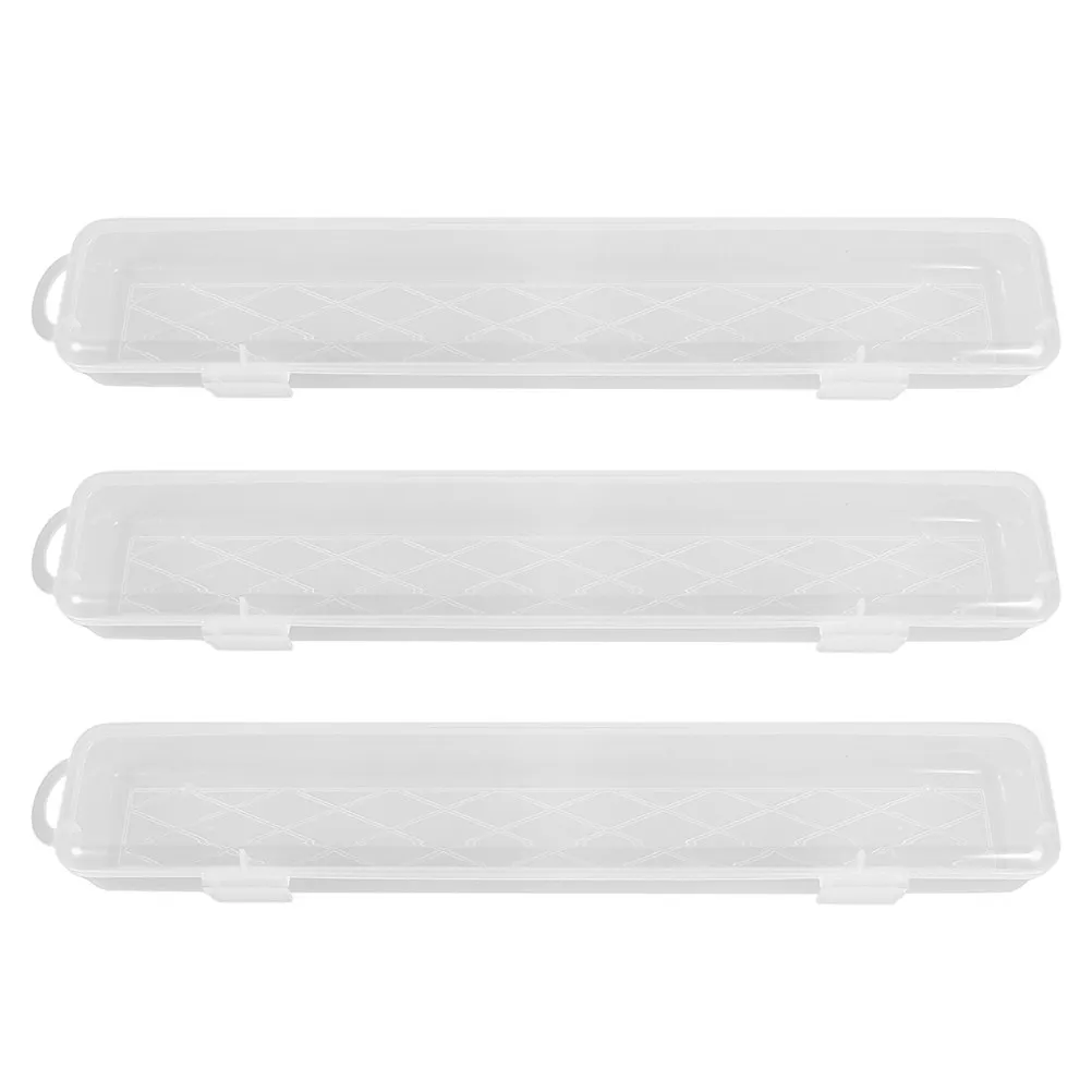 3Pcs Clear Paint Brushes Storage Box Compact Plastic Organizer Pen Holder Case Waterproof Art Pencil Case Portable Drawing Tool