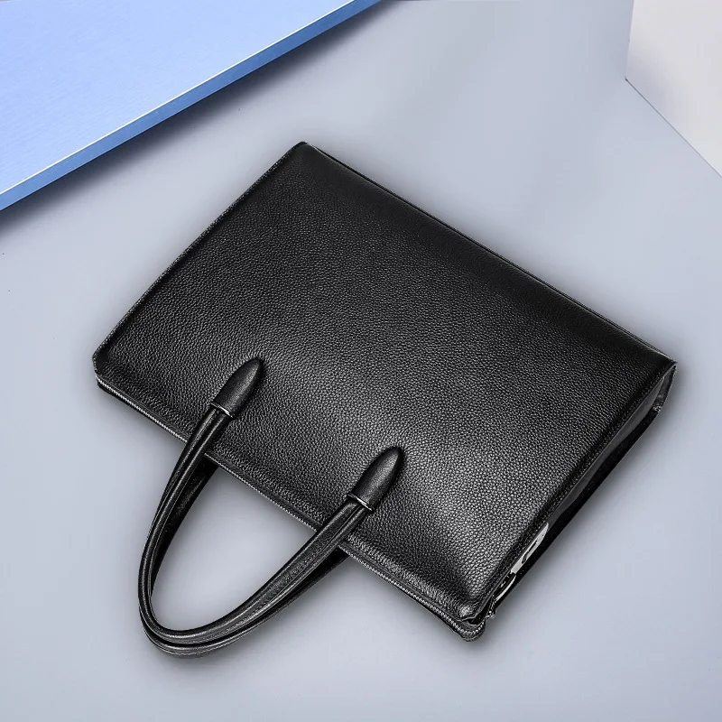 Nuova borsa per laptop a tracolla autentica Borsa con chiusura per impronte digitali in pelle Borsa per computer di grande capacità Valigetta pratica da uomo d'affari