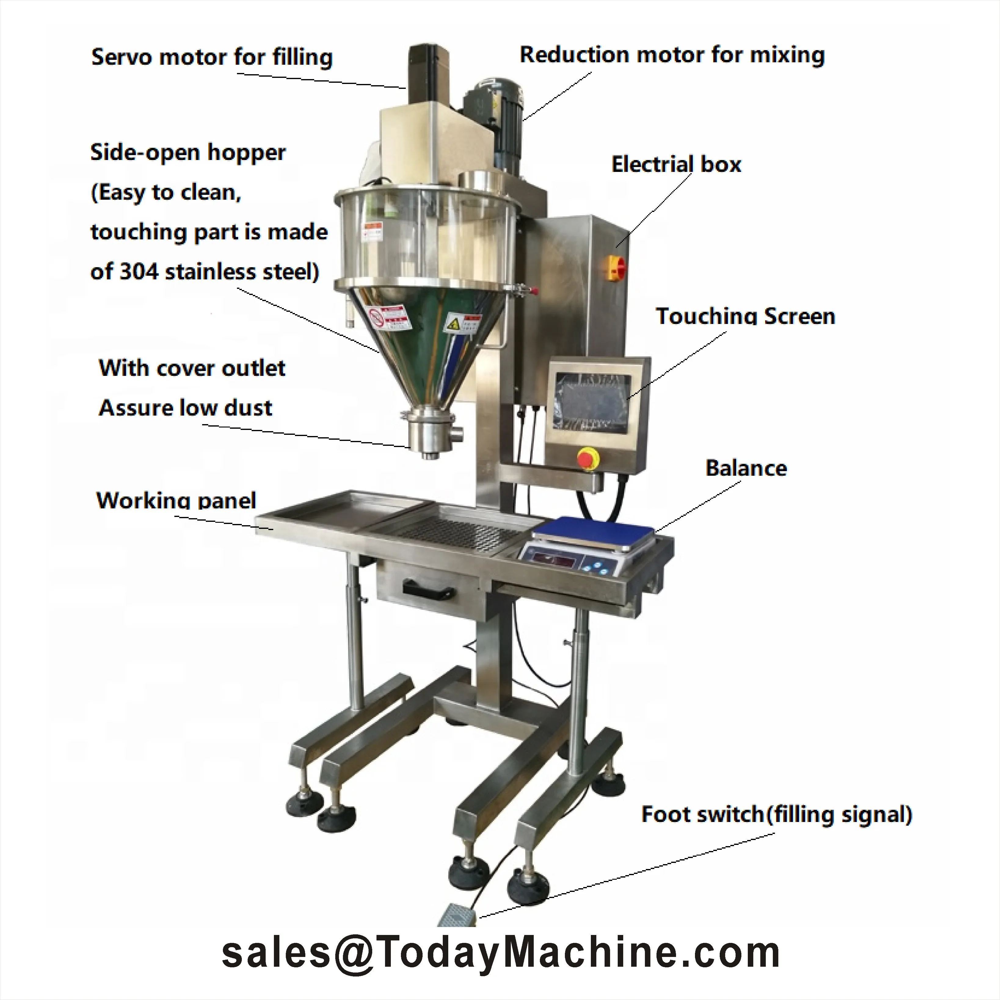 Semi Automatic Auger Filler Servo Engine Coffee Spice Milk Dry Powder Filling Machine
