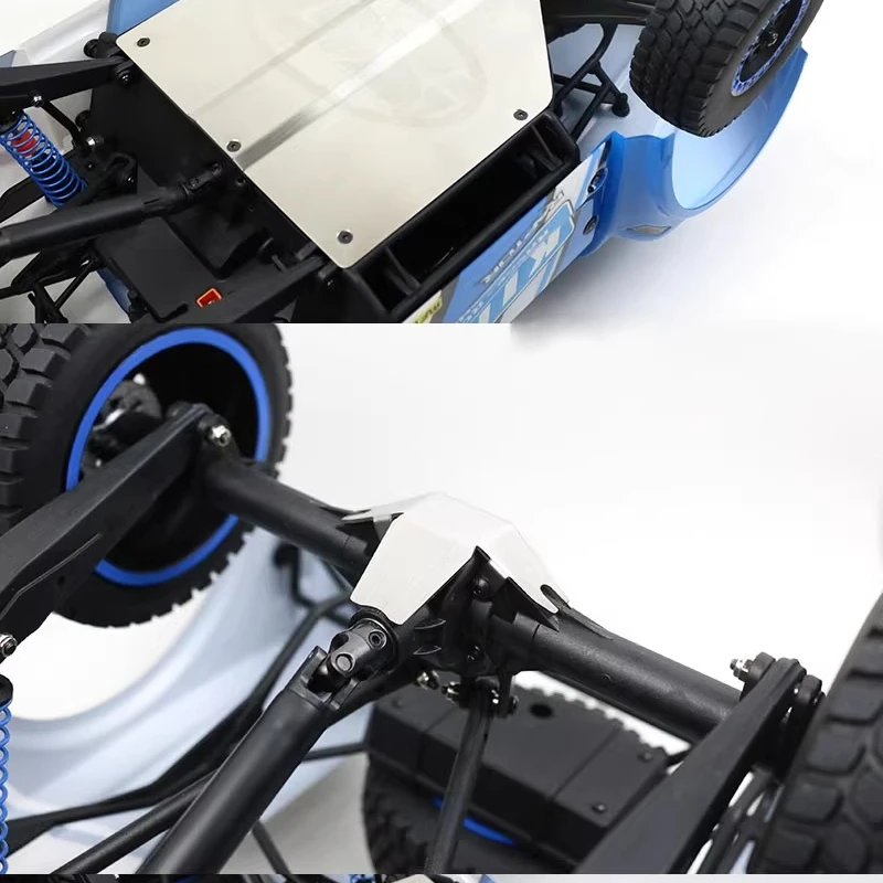 Vordere und hintere Stoßstangenschutz- und Chassispanzerplatte aus Edelstahl für LOSI 1/10 BAJA REY V2 und Mini Rey.